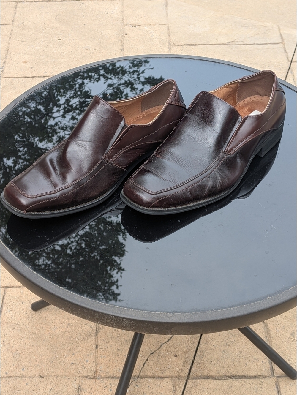 Joseph Abboud Brown Leather Square Toe Loafers Size 11.5 Classic Preppy Indie